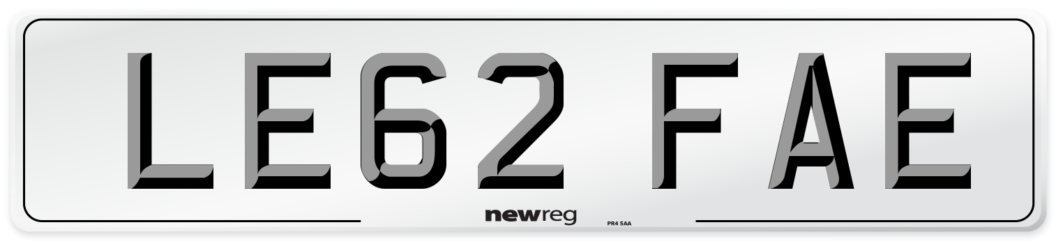 LE62 FAE Number Plate from New Reg